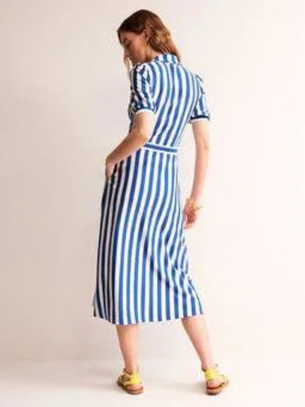 Boden Libby Jersey Midi Shirt Dress, Blue Stripe, 6P - Picture 2 of 7